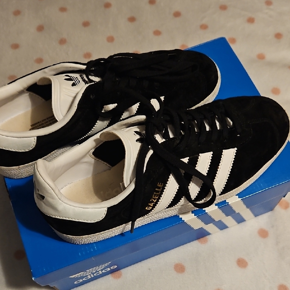 Adidas Black and White Suede Gazelle Shoes